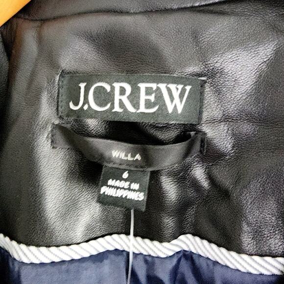 NEW J. Crew Willa Classic Black Faux Leather Blazer Size 6 - Picture 9 of 15